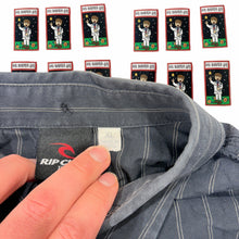 Load image into Gallery viewer, Y2K Rip Curl Men's Grey Striped Long Sleeve Button-Down Shirt XL - Image 2