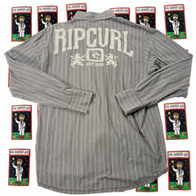 Load image into Gallery viewer, Y2K Rip Curl Men's Grey Striped Long Sleeve Button-Down Shirt XL - Image 3