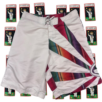Y2K Billabong Andy Irons Rising Sun  Board Shorts Size 38 Tag 32 reworked waist