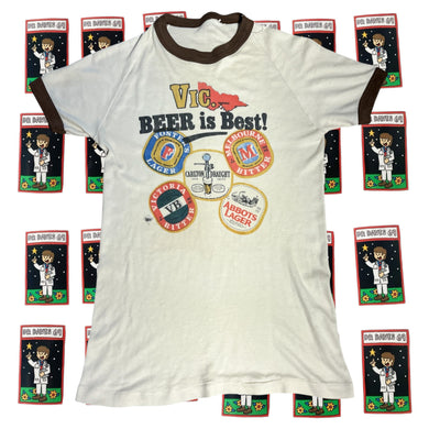 Vintage Victorian Beer T-shirt Size S Ringer